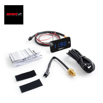 Teploměr a voltmetr KOSO Super Slim modrý