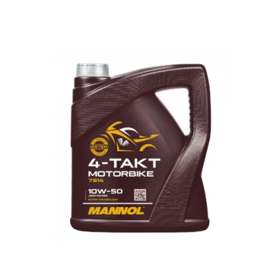 Motorový olej MANNOL 4T MOTORBIKE 10W50 4L ESTER TECHNOLOGY (JASO MA/MA2)