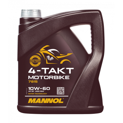 Motorový olej MANNOL 4T MOTORBIKE 10W60 4L ESTER TECHNOLOGY (JASO MA/MA2)