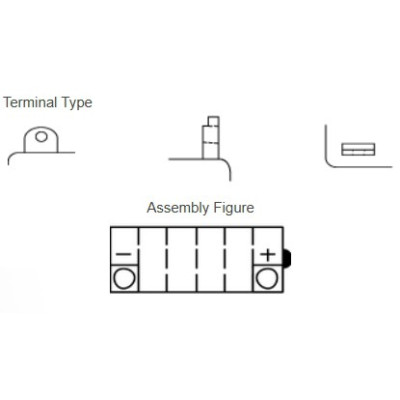 motobaterie 12V, YB5L-B, 5,3Ah, 60A, konvenční YUMICRON 121x61x131, YUASA originál (vč. balení elektrolytu)