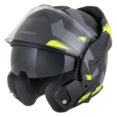 přilba MultiFlip Korp, CASSIDA (černá matná/žlutá fluo/šedá) 2026
