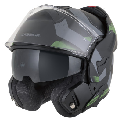 přilba MultiFlip Korp, CASSIDA (černá matná/zelená/šedá) 2026