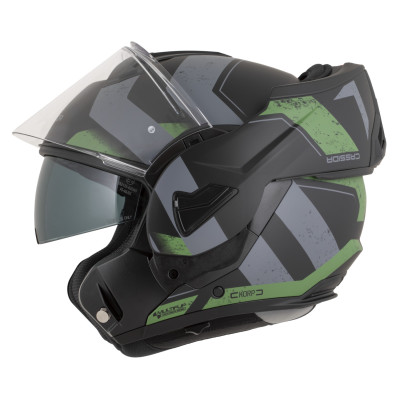 přilba MultiFlip Korp, CASSIDA (černá matná/zelená/šedá) 2026