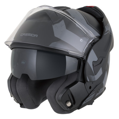 přilba MultiFlip Korp, CASSIDA (černá matná/tmavě šedá/šedá) 2026