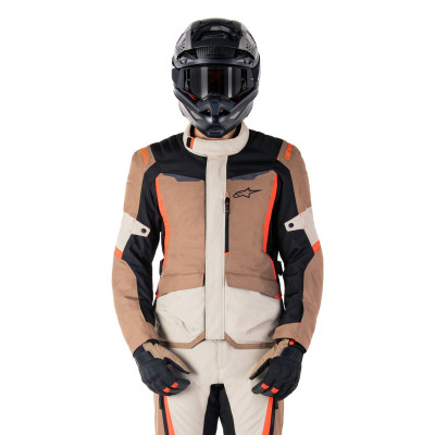 bunda ST-1 WATERPROOF, ALPINESTARS (tmavá khaki/písková/černá/červená fluo) 2025