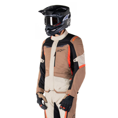 bunda ST-1 WATERPROOF, ALPINESTARS (tmavá khaki/písková/černá/červená fluo) 2025