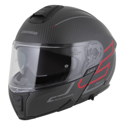 přilba Modulo 2.1 Plus Carbon, CASSIDA (carbon matná/červená metalická/reflexní stříbrná/černá) 2026