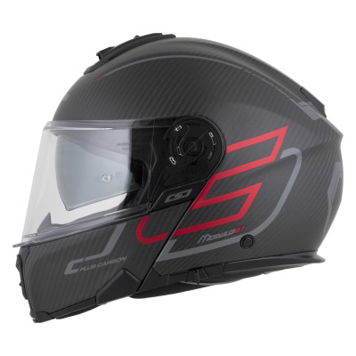 přilba Modulo 2.1 Plus Carbon, CASSIDA (carbon matná/červená metalická/reflexní stříbrná/černá) 2026