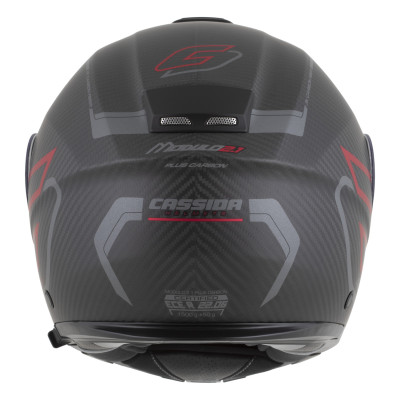 přilba Modulo 2.1 Plus Carbon, CASSIDA (carbon matná/červená metalická/reflexní stříbrná/černá) 2026