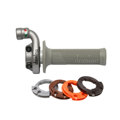Univerzální ALU plynová rukojeť DOMINO KRK EVO s gripy D-LOCK (kompatibilní s lankami KTM 4T)
