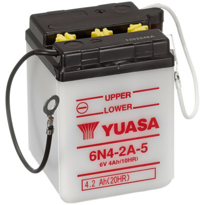 motobaterie 6V, 6N4-2A-5, 4,2Ah, konvenční 71x71x96, YUASA originál (suchá-nenaplněná, bez elektrolytu)