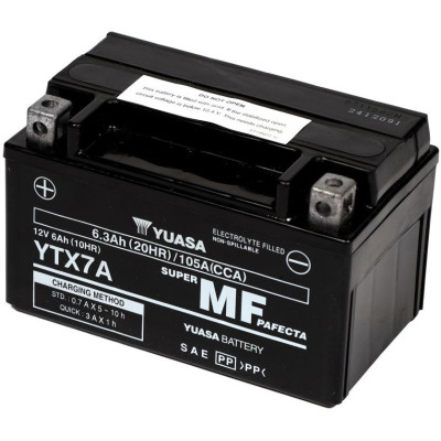 motobaterie 12V, YTX7A, 6,3Ah, 105A, bezúdržbová SUPER MF AGM 150x87x93, YUASA originál (aktivovaná ve výrobě)