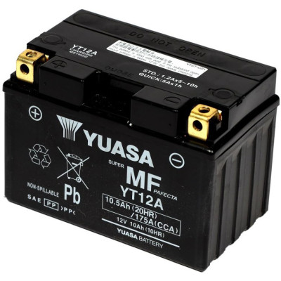 motobaterie 12V, YT12A, 10,5Ah, 175A, bezúdržbová MF AGM 150x87x105, YUASA originál (aktivovaná ve výrobě)