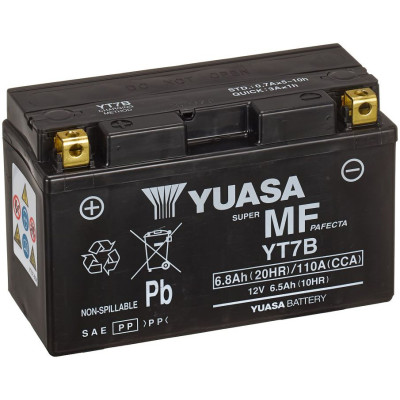 motobaterie 12V, YT7B, 6,8Ah, 110A, bezúdržbová MF AGM 150x65x93, YUASA originál (aktivovaná ve výrobě)