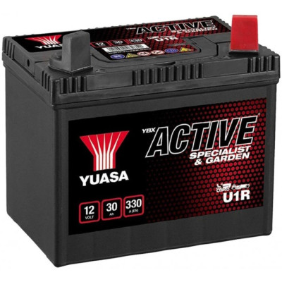 baterie 12V, U1R, 30Ah, 330A, pravá, bezúdržbová ACTIVE GARDEN 194x126x183, YUASA originál (aktivovaná ve výrobě)
