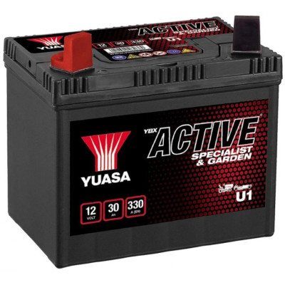 baterie 12V, U1, 30Ah, 330A, levá, bezúdržbová ACTIVE GARDEN 194x126x183, YUASA originál (aktivovaná ve výrobě)