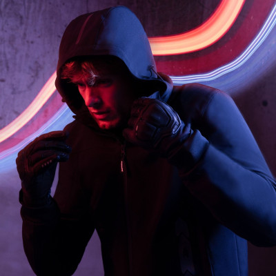 bunda HOODIE H2OUT, SPIDI (černá/antracit/červená)