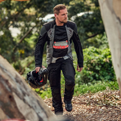 bunda HALO DRYSTAR, ALPINESTARS (světle šedá/tmavě šedá/černá/červená fluo) 2025