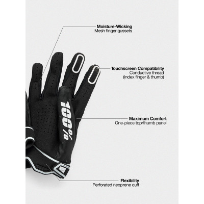 rukavice RIDEFIT, 100% - USA (černá)