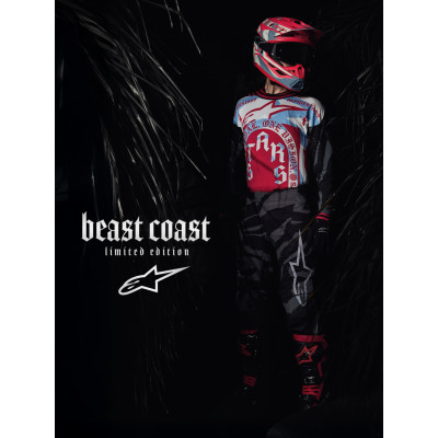 kalhoty TECHSTAR limitovaná edice BEAST COAST, ALPINESTARS (šedá/černá/oranžová) 2026
