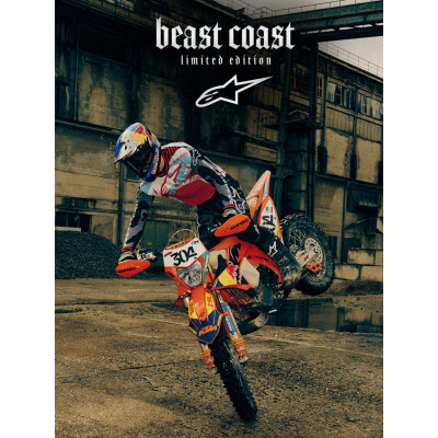 kalhoty TECHSTAR limitovaná edice BEAST COAST, ALPINESTARS (šedá/černá/oranžová) 2026