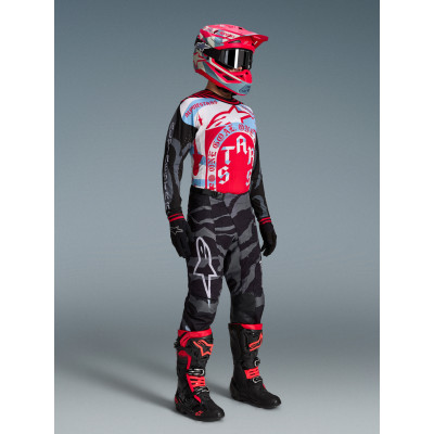 kalhoty TECHSTAR limitovaná edice BEAST COAST, ALPINESTARS (šedá/černá/oranžová) 2026