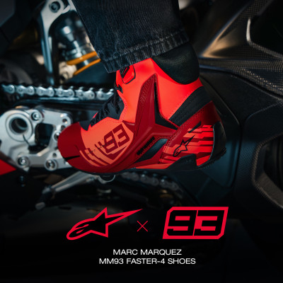 boty FASTER-4 MM93 kolekce, ALPINESTARS (červená fluo/červená/černá) 2026
