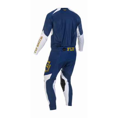 kalhoty EVOLUTION DST, FLY RACING - USA 2022 (modrá/bílá/zlatá)