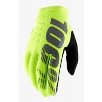 Motokrosové rukavice BRISKER, 100% (fluo žlutá)