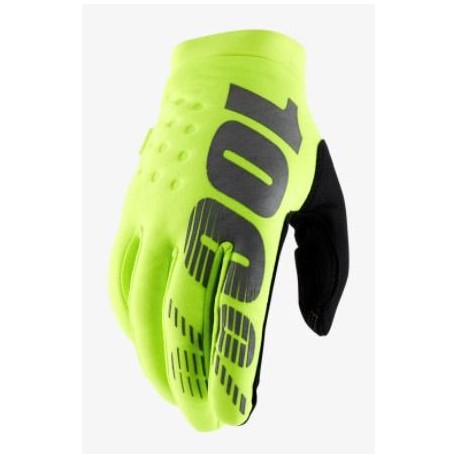 Motokrosové rukavice BRISKER, 100% (fluo žlutá)