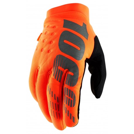Motokrosové rukavice BRISKER, 100% (fluo oranžová/černá)
