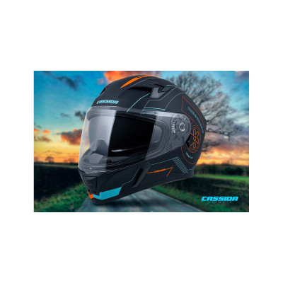 Integrální přilba Integral 3.0 Turbohead, CASSIDA (černá matná/oranžová/modrá, plexi s přípravou pro Pinlock)