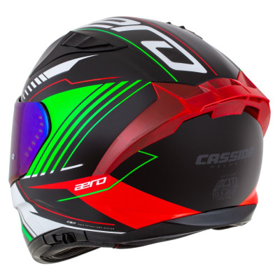 Integrální přilba Aero Drome, CASSIDA (černá met./červená/zelená/bílá) 2025