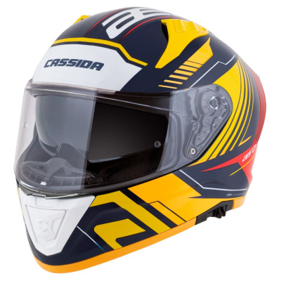 Integrální přilba Aero Drome, CASSIDA (modrá/žlutá fluo/oranžová/červená/světle modrá/bílá) 2025