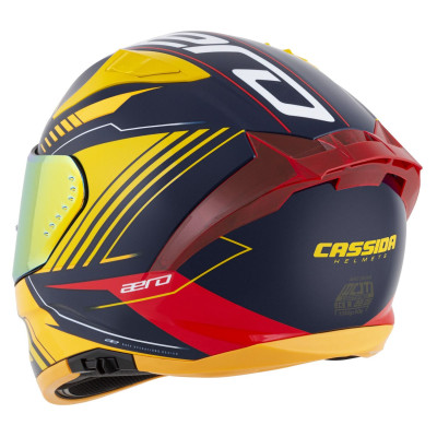 Integrální přilba Aero Drome, CASSIDA (modrá/žlutá fluo/oranžová/červená/světle modrá/bílá) 2025