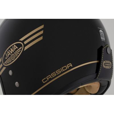 Otevřená přilba Eso Jawa Pérák, CASSIDA (černá perleť/zlatá) 2025