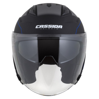 Otevřená přilba Jet Tech RoxoR, CASSIDA (černá matná/modrá/šedá/bílá)