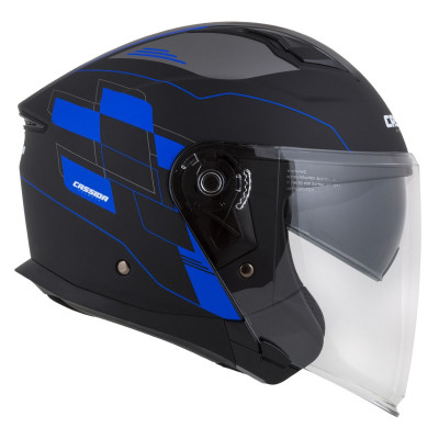 Otevřená přilba Jet Tech RoxoR, CASSIDA (černá matná/modrá/šedá/bílá)