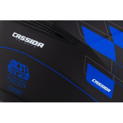Otevřená přilba Jet Tech RoxoR, CASSIDA (černá matná/modrá/šedá/bílá)