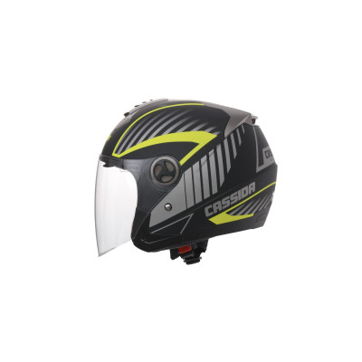 Otevřená přilba Magnum, CASSIDA (černá matná/šedá/žlutá fluo)