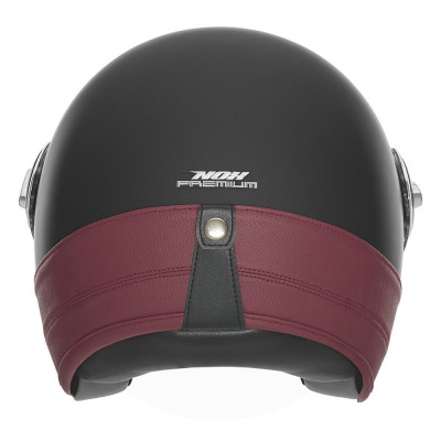 přilba HERITAGE, NOX PREMIUM (černá matná, červená kůže) 2025
