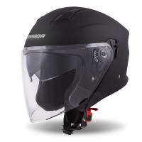 Otevřená přilba Jet Tech, CASSIDA (černá matná/šedá loga)