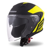 Otevřená přilba Jet Tech Corso, CASSIDA (černá matná/žlutá fluo)
