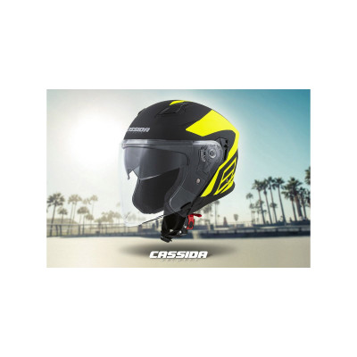 Otevřená přilba Jet Tech Corso, CASSIDA (černá matná/žlutá fluo)