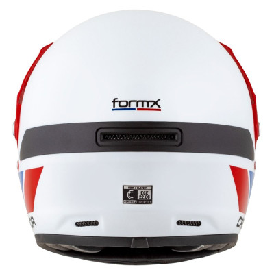 Enduro přilba FormX FlatOut, CASSIDA (bílá/modrá/červená/červený kšilt) 2025