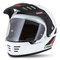 Enduro přilba FormX FlatOut, CASSIDA (bílá/černá/červená/černý matný kšilt) 2025
