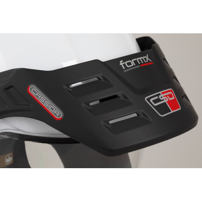 Enduro přilba FormX FlatOut, CASSIDA (bílá/černá/červená/černý matný kšilt) 2025