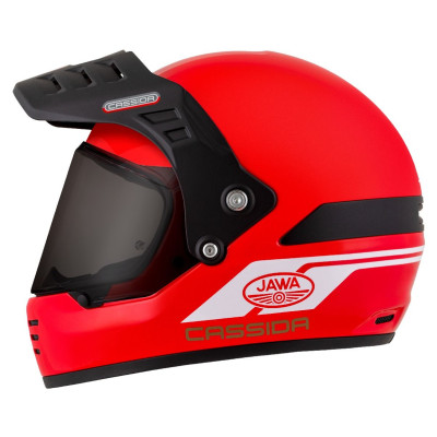 Enduro přilba FormX Jawa RotaX, CASSIDA (červená/bílá/zlatá/černý matný kšilt) 2025