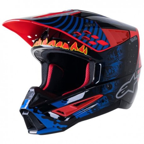 přilba S-M5 SOLAR FLARE, ALPINESTARS (černá/modrá/červená fluo/žlutá fluo)