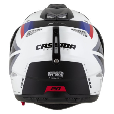 Enduro přilba Tour 2.0 X-tra, CASSIDA (bílá/modrá/červená/černá/černý matný kšilt, plexi s přípravou pro Pinlock) 2025